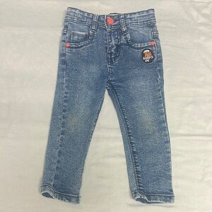 Zara Classic Blue Denim Jeans with Patch Detail